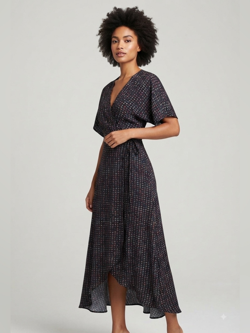 Hutch Anthropologie Arrowhead Printed Midi Maxi Wrap Dress Geometric Kimono SP